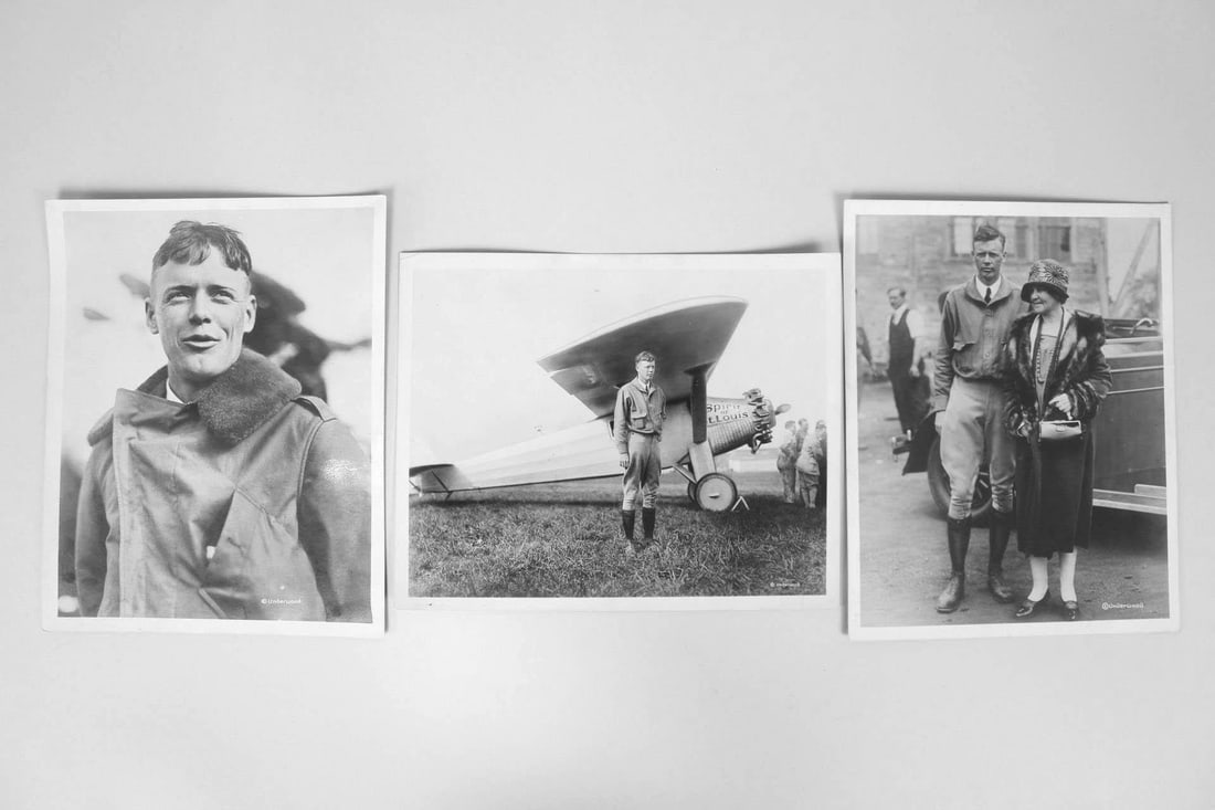 Lot of 3 Photographs, Charles Lindbergh & Spirit of St. Louis Airplane, 1927 (1 of 17)