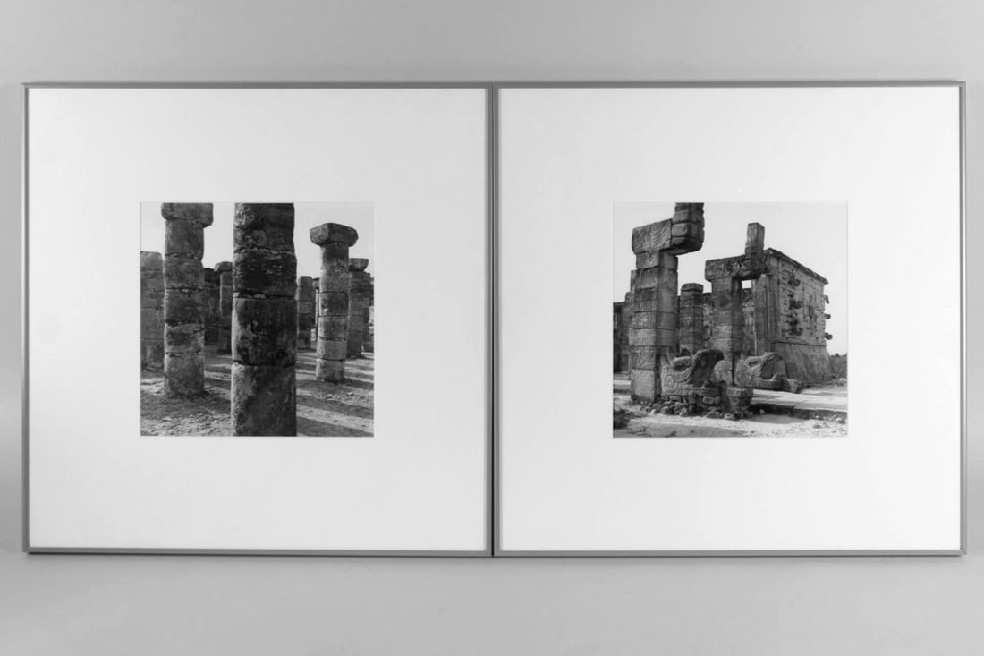 Pair of Framed Black & White Photos of Mayan Ruins, Mexico (1 of 10)