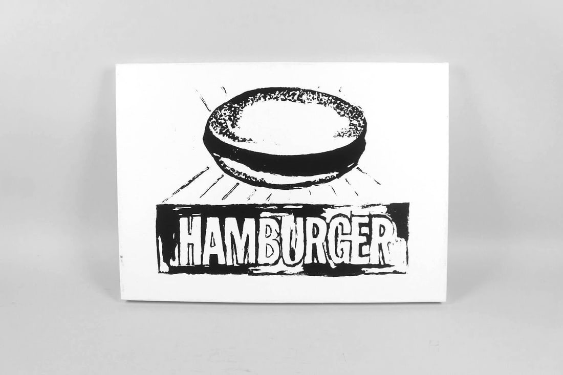 B&W Hamburger Pop Art Screenprint, after Andy Warhol, 2 of 2 (1 of 8)