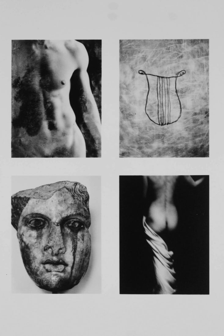 David Seidner 4 Photo Chanterelle Menu 1993: David Seidner 4 Image Print Chanterelle Menu 1993. Limited edition menu from the NYC restaurant Chanterelle, with 4 images by the photographer David Seidner on the cover. Created for the 1993 bar mitz