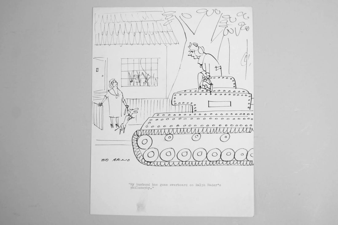 Original Ed Arno New Yorker Cartoon Drawing, Political "Ralph Nader'" (1 of 9)