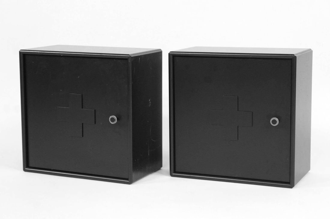 Pair of Black 'Aid' Medicine Cabinets, Montana Denmark (1 of 8)