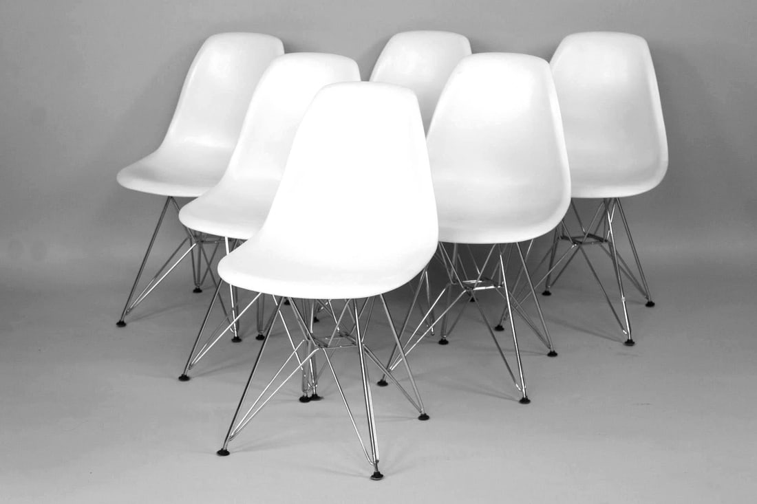Set of 6 Eames Style Chairs on Eiffel Tower Bases (1 of 10)