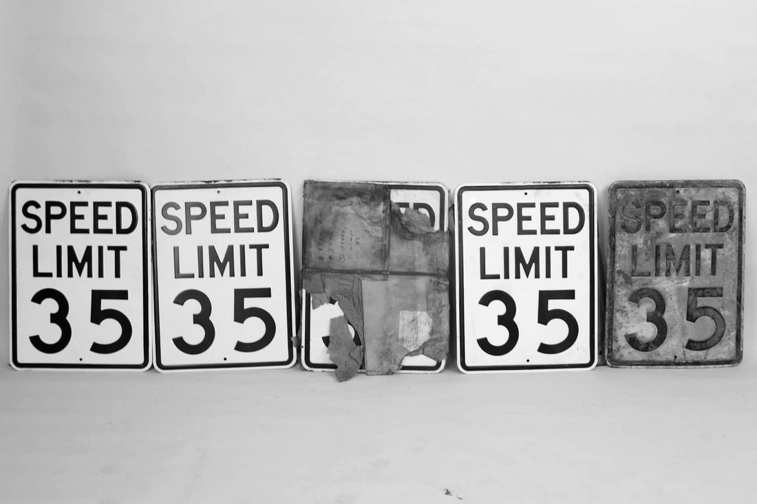 Set of 6 NOS Stamped Steel Speed Limit Street Signs, 1 of 3 (1 of 7)