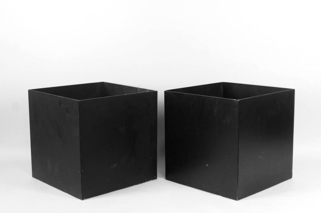 Pair of Black Minimalist Metal Cube Planters, 3 of 3 (1 of 9)
