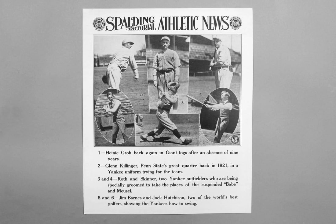 Original Spalding Poster; 1922 NY Yankees & Golf: Original Spalding Baseball Poster Sign; Yankees News. Spalding Pictorial Athletic News poster published by A.G Spalding & Bros in 1922, featuring Yankees news, including outfielders training to take B
