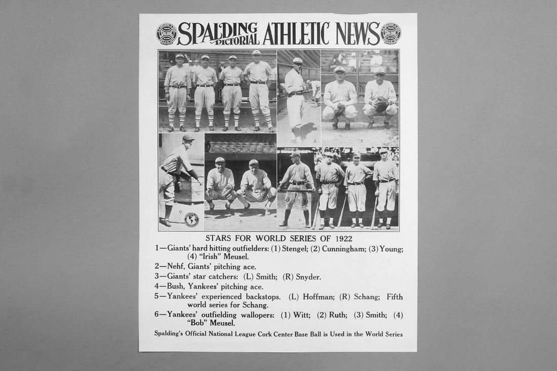 Original Spalding Poster; 1922 Baseball World Series, NY Giants vs Yankees (1 of 10)