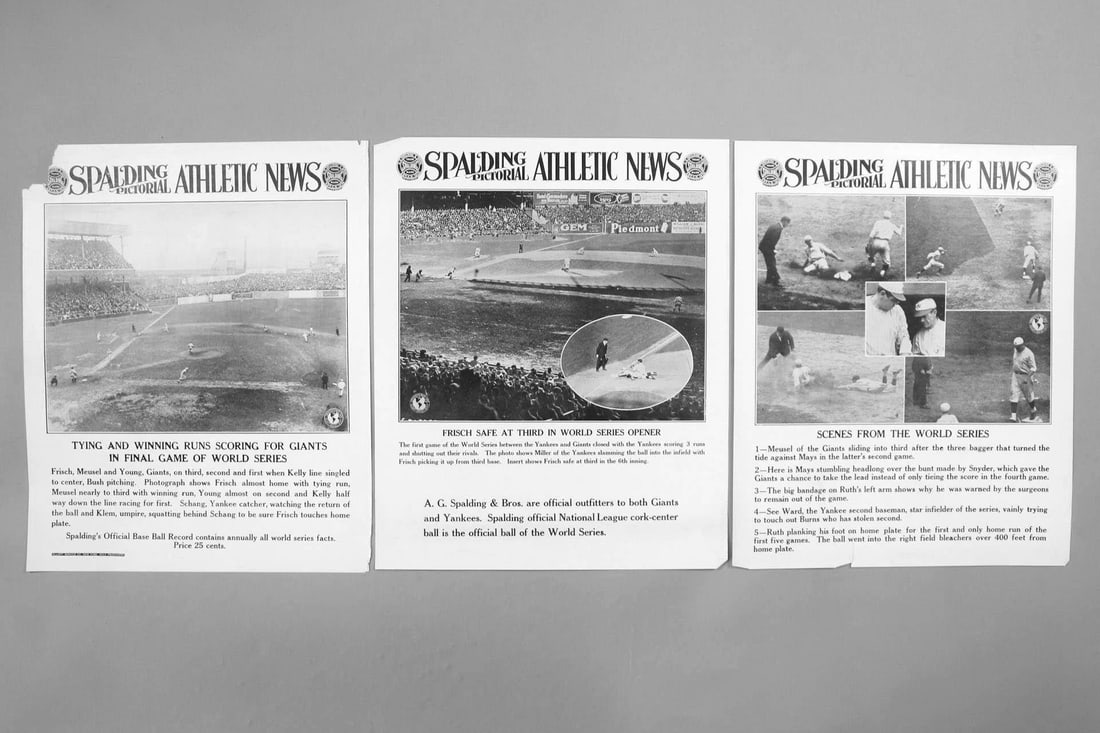Lot of 3 Original Spalding Posters; 1921 Baseball World Series, NY Giants vs Yankees (1 of 20)