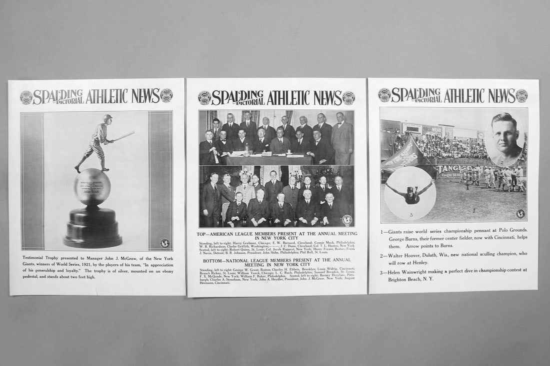 Lot of 3 Original Spalding Posters; 1921 World Series Champs NY Giants (1 of 19)