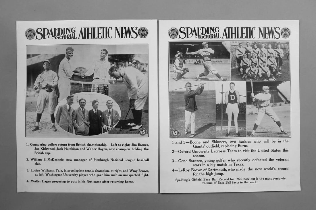 Lot of 2 Original Spalding Posters; 1922 NY Giants Baseball & Walter Hagen Golfer (1 of 13)