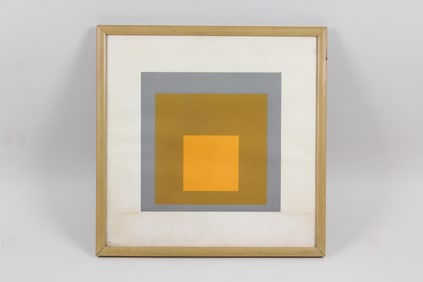 Josef Albers Modernist Screenprint, Orange & Gray