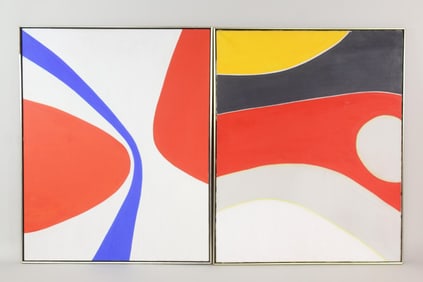 Pair of Minimalist Abstract Paintings, Rita Rapaport