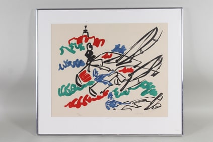 Charles LaPique Color Lithograph "Regatta", Sailboats