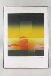 Carlos Davila Abstract Etching "Landscape": Carlos Davila Abstract Etching "Landscape." Pencil signed, titled and numbered 17/25 in the lower margin by the artist Carlos Davila (Peruvian, b. 1935) In a silver tone metal frame. From the collecti