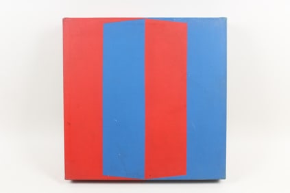 Clark Murray Red & Blue Op Art Minimalist Painting