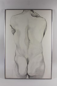 Lowell Nesbitt Nude "Male Torso" Graphite Drawing 1979