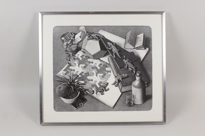 Framed MC Escher Print "Reptilien"