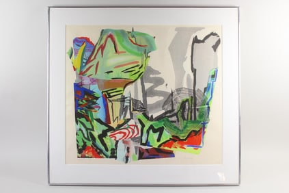 Judy Pfaff "Yo Yogi I" Abstract Woodblock Print