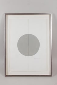 Gail Snead Minimalist Folded Painting in Silver Leaf Frame