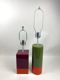 Pair of Two-Tone Laminated Resin Table Lamps