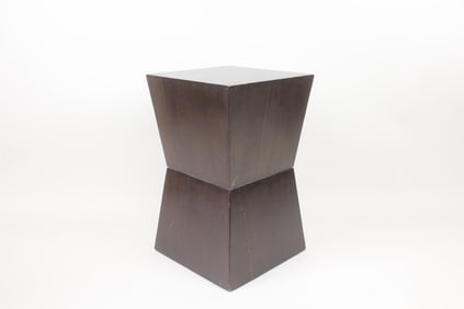 Abstract Cubist Wooden Pedestal Table, Karl Springer Style
