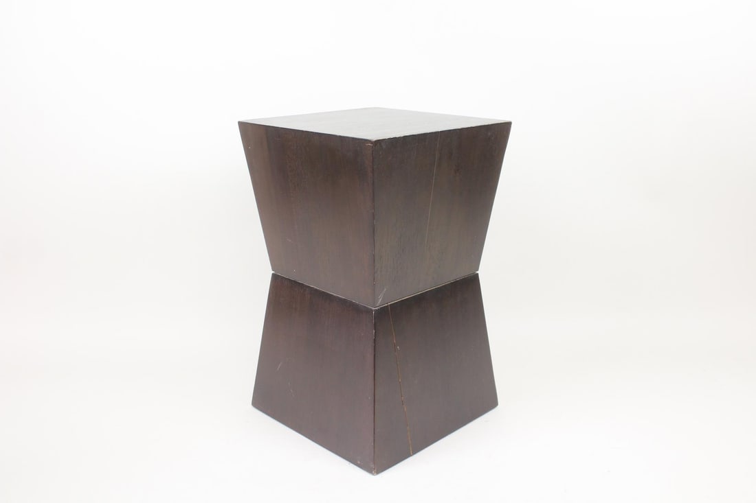 Abstract Cubist Wooden Pedestal Table, Karl Springer Style (1 of 10)