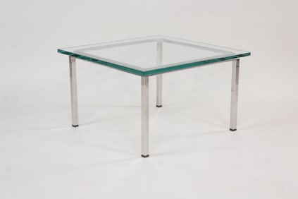 Chrome & Cantilevered Glass Side Table