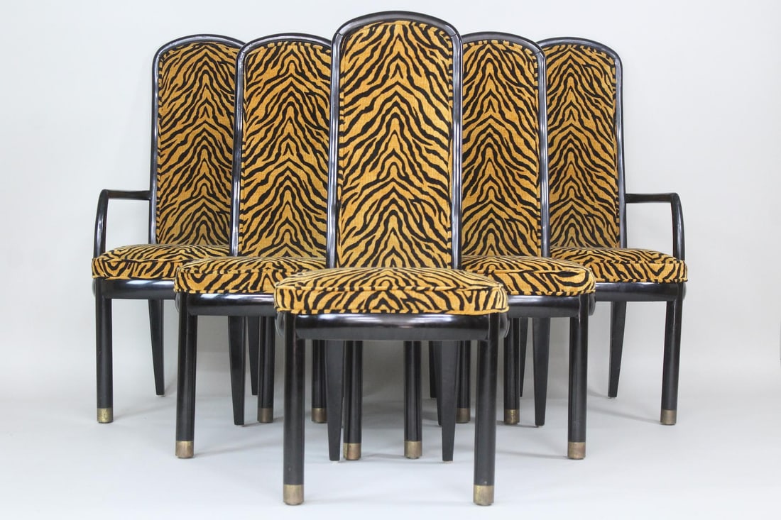 Set of 6 Mid Century Modern Henredon Tiger Print Chairs (1 of 10)