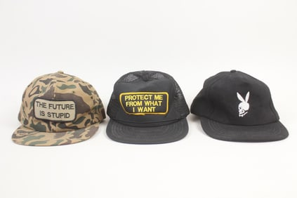 Lot of 3 Baseball Hats by Jenny Holzer "The Future is Stupid" & Richard Prince