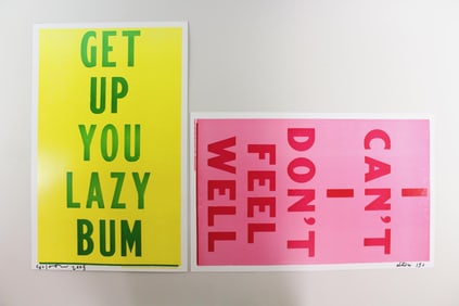 Cary Leibowitz Diptych "Get Up You Lazy Bum/I Can't I Don't Feel Well"