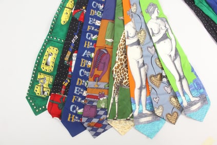 Lot of 8 Fornasetti Milano Silk Colorful Ties