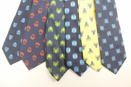 Lot of 6 Fornasetti Milano Silk Astology Zodiac Ties
