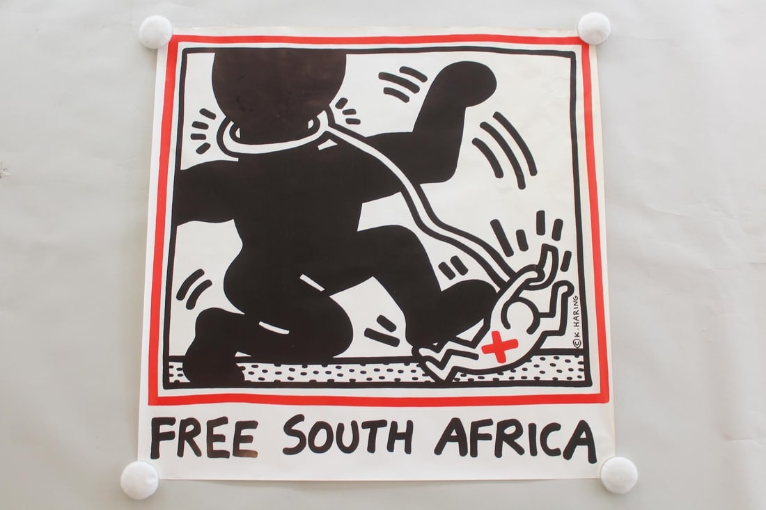 Large 4x4ft Keith Haring Free South Africa Poster, 1985 (1 of 8)