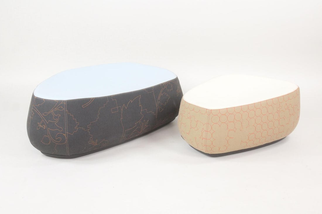 Pair of Moroso Fjord Pouf Stones Foot Stools (1 of 10)