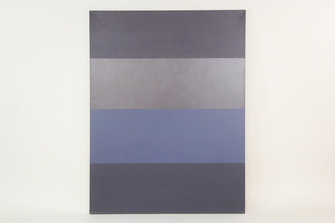 Large Clark Murray Monochromatic Minimalist Painting, Blue & Gray (1 of 11)