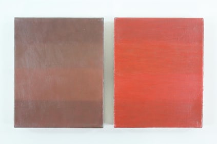 Pair of Clark Murray Monochromatic Minimalist Paintings, Orange