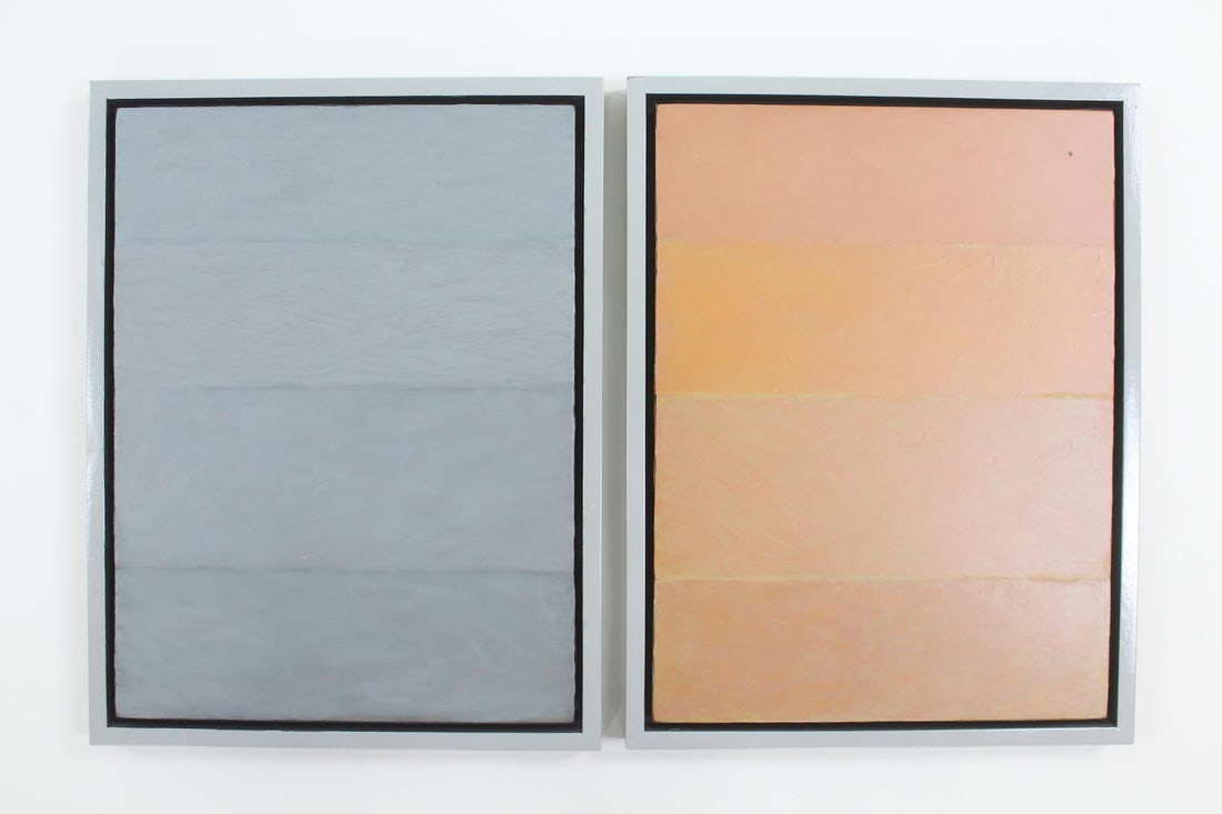 Pair of Clark Murray Monochromatic Minimalist Paintings, Framed (1 of 8)