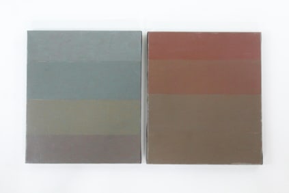 Pair of Clark Murray Monochromatic Paintings, Browns & Greens