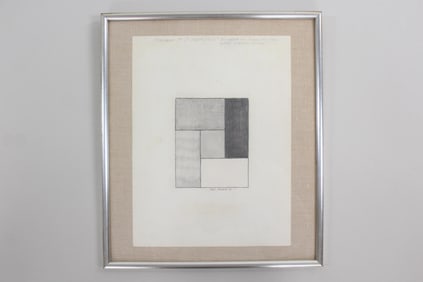Framed Clark Murray Minimalist Geometric Drawing, 1978