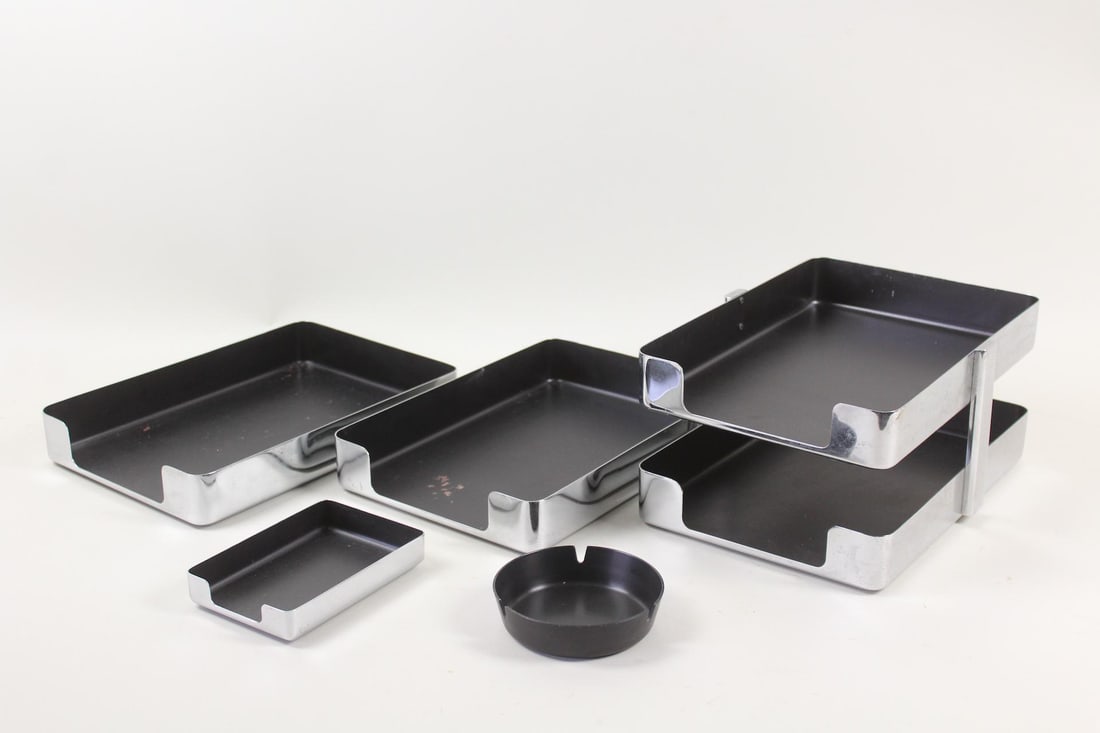 Lot of 5 Mid-Century Modern Chrome Office Desk Items, McDonald Design (1 of 15)