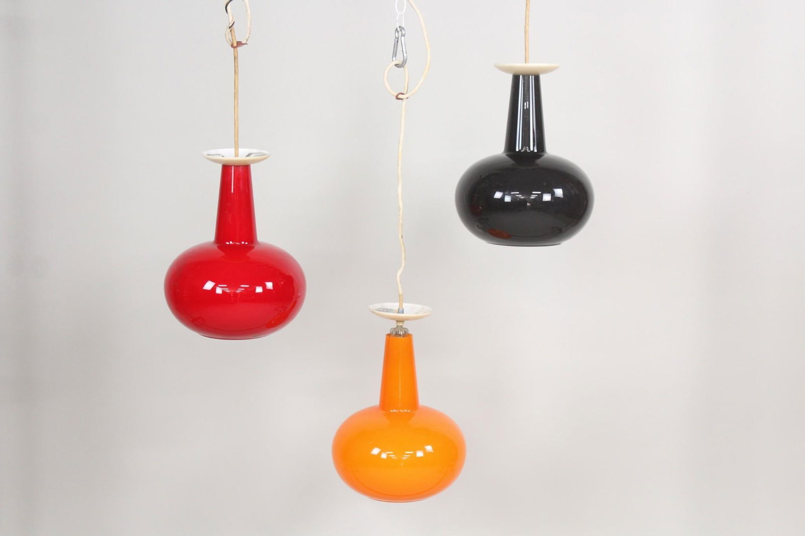 Set of 3 Glass Pendant Lights, Style of Massimo Vignelli (1 of 9)