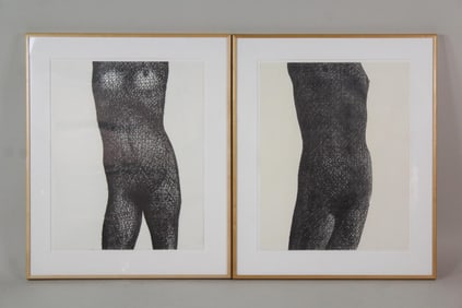 Pair of Clark Murray Framed Nude Female Figure Drawings, Sophie