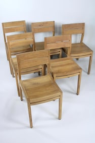 Set of 6 Oak Ethnicraft Dining Chairs by Alain Van Havre