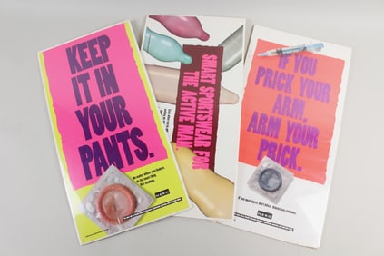 Lot of 3 HERO Condom Ads, AIDS Education 1993, Gay Interest