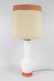 Large White & Orange Ceramic Table Lamp