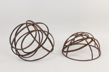 Pair of Clark Murray Spherical Iron Sculptures
