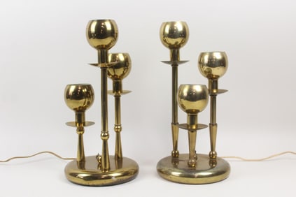 Pair of Brass Sputnik Table Lamps