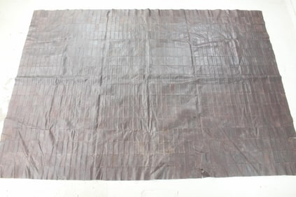 Large Brown Leather Patchwork Leather Rug, 1 of 2