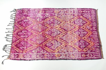 Large Moroccan Purple & Orange Azilal Shag Rug