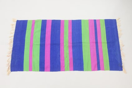 Blue, Green & Purple Striped Dhurrie Rug